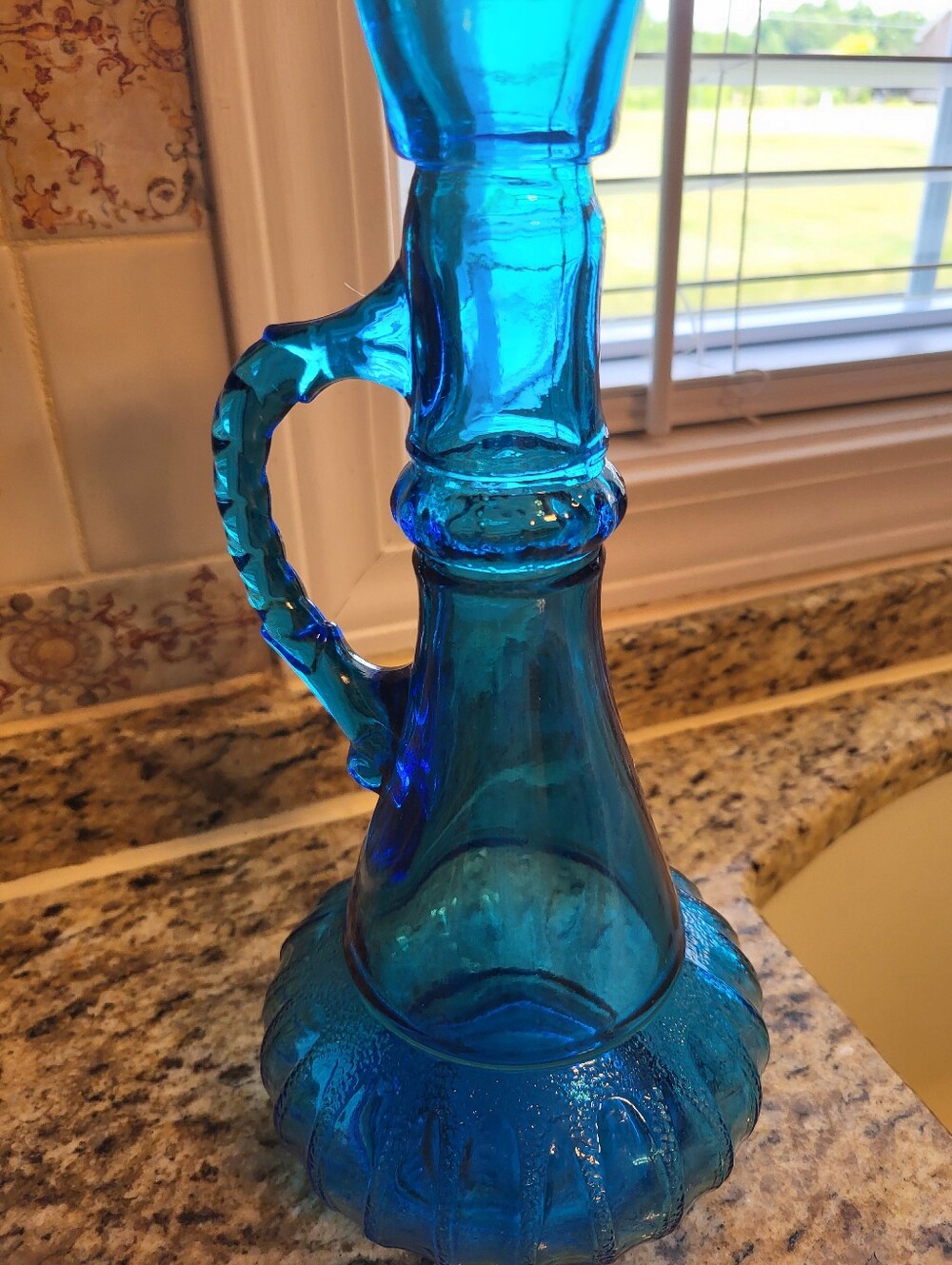Blue 11 x 4.5 Inch  Jeannie Style Liquor Bottle - Home Art Accent - Picture 7 of 9
